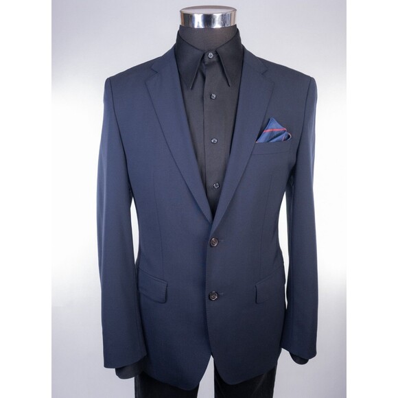 BOSS Hugo Boss JAM75 Blazer Sport Coat Jacket Men’s 38R Solid Blue Wool 2-Button - Picture 3 of 16